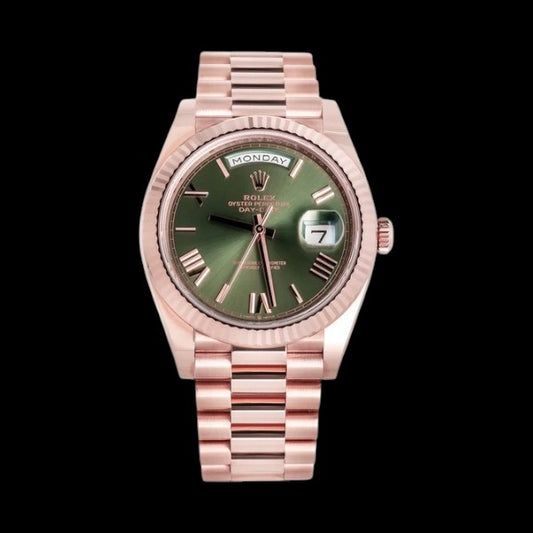 Rolex Day-Date en or rose avec cadran vert