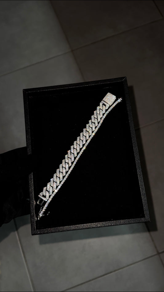 Bracelet cubains 14mm + bracelet tennis 3mm